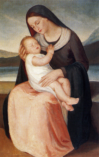 Opere 31 - Madonna rosa con Bambino - 1929 Olio su tela - artista Giuseppe Moroni -  pittore