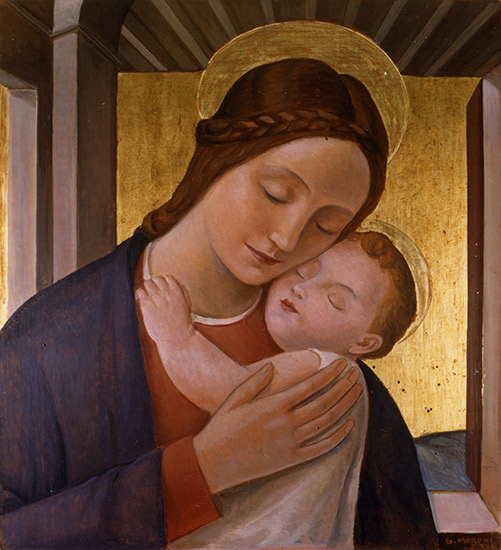 Opere 36 - Madonna con Bambino su tavola dorata - 1935 - artista Giuseppe Moroni -  pittore