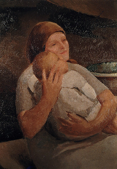 Opere 8 - Maternita - Olio su tela - artista Giuseppe Moroni - pittore